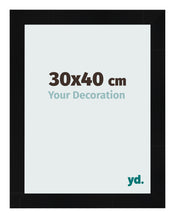 Cadre Photo 30x40cm Noir Argent Poli MDF Pisa De Face Mesure | Yourdecoration.fr