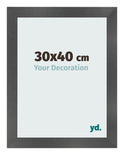 Cadre Photo 30x40cm Noir Argent Poli MDF Pisa De Face Mesure | Yourdecoration.fr