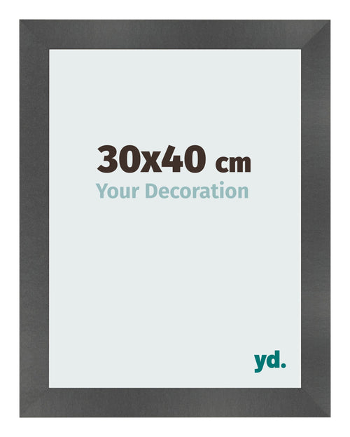 Cadre Photo 30x40cm Noir Argent Poli MDF Pisa De Face Mesure | Yourdecoration.fr