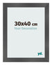 Cadre Photo 30x40cm Noir Argent Poli MDF Pisa De Face Mesure | Yourdecoration.fr
