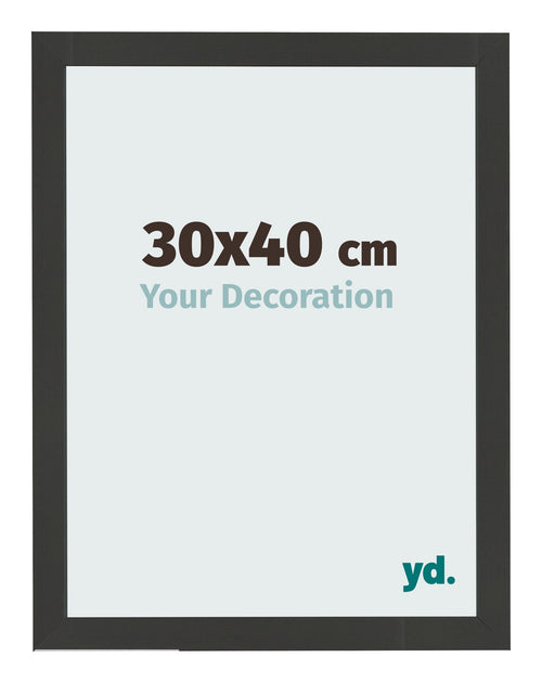 Cadre Photo 30x40cm Noir Grain de Bois MDF Bologna De Face Mesure | Yourdecoration.fr