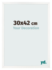 Cadre Photo 30x42 cm Blanc Brillant MDF Bologna De Face Mesure | Yourdecoration.fr