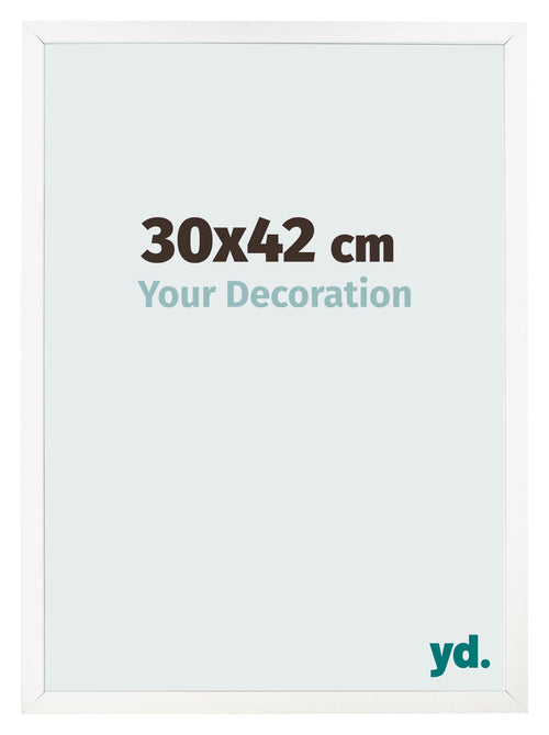 Cadre Photo 30x42 cm Blanc Brillant MDF Bologna De Face Mesure | Yourdecoration.fr