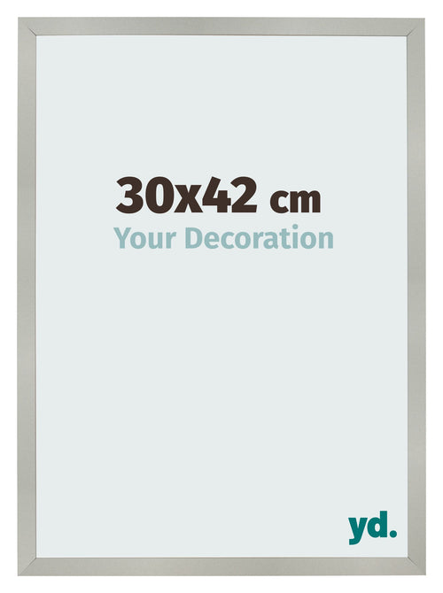 Cadre Photo 30x42cm Argent Mat MDF Bologna De Face Mesure | Yourdecoration.fr
