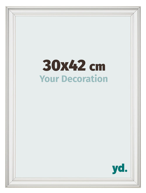Cadre Photo 30x42cm Blanc Patine MDF Lazio De Face Mesure | Yourdecoration.fr