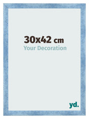 Cadre Photo 30x42cm Bleu Brillant Patine MDF Pisa De Face Mesure | Yourdecoration.fr