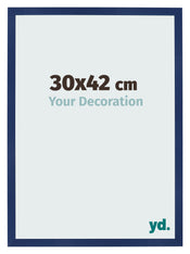 Cadre Photo 30x42cm Bleu Foncé Patiné MDF Bologna De Face Mesure | Yourdecoration.fr