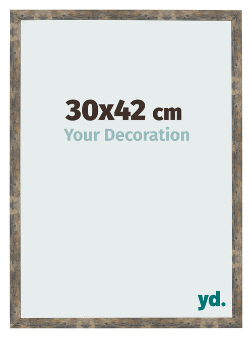 Cadre Photo 30x42cm Bleu Or Mélangé MDF Bologna De Face Mesure | Yourdecoration.fr