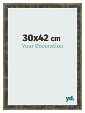 Cadre Photo 30x42cm Bleu Or Melange MDF Pisa De Face Mesure | Yourdecoration.fr