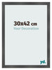 Cadre Photo 30x42cm Noir Argent Poli MDF Pisa De Face Mesure | Yourdecoration.fr
