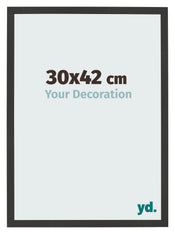 Cadre Photo 30x42cm Noir Grain de Bois MDF Bologna De Face Mesure | Yourdecoration.fr