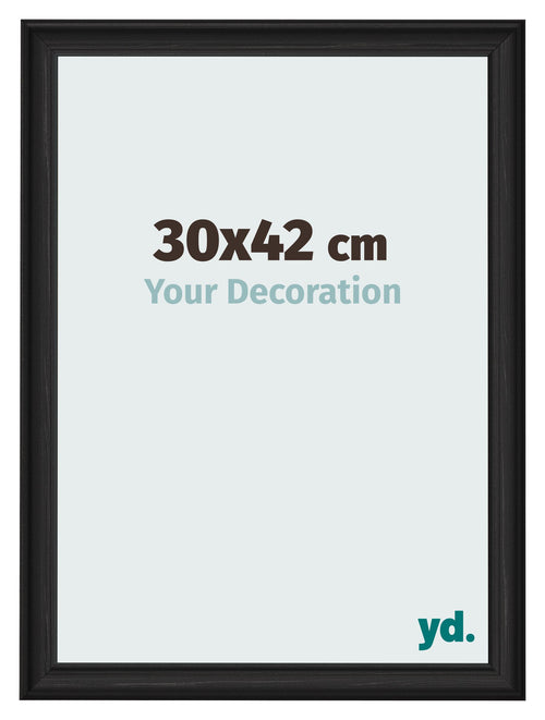 Cadre Photo 30x42cm Noir Grain de Bois MDF Lazio De Face Mesure | Yourdecoration.fr