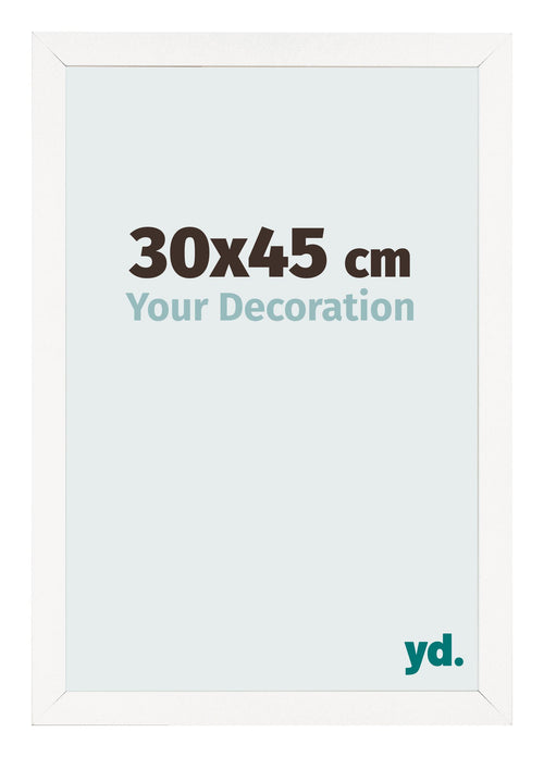 Cadre Photo 30x45 cm Blanc Brillant MDF Bologna De Face Mesure | Yourdecoration.fr