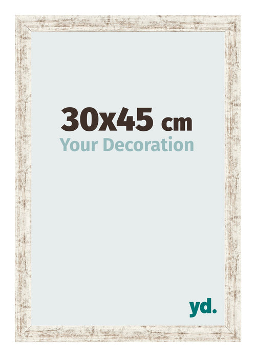 Cadre Photo 30x45cm Blanc Vintage MDF Bologna De Face Mesure | Yourdecoration.fr