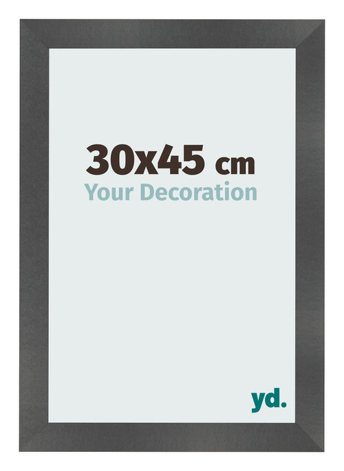 Cadre Photo 30x45cm Noir Argent Poli MDF Pisa De Face Mesure | Yourdecoration.fr