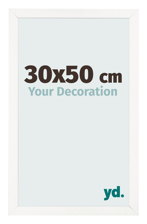 Cadre Photo 30x50 cm Blanc Brillant MDF Bologna De Face Mesure | Yourdecoration.fr