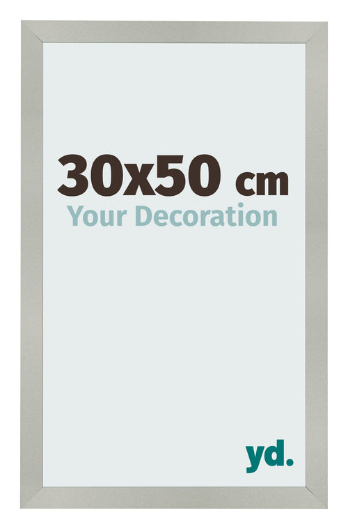 Cadre Photo 30x50cm Argent Mat MDF Bologna De Face Mesure | Yourdecoration.fr
