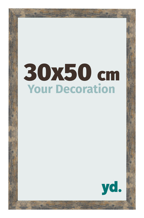 Cadre Photo 30x50cm Bleu Or Mélangé MDF Bologna De Face Mesure | Yourdecoration.fr