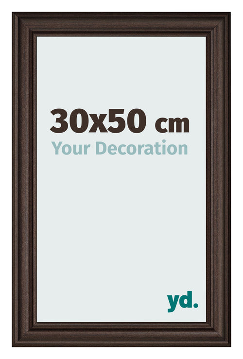 Cadre Photo 30x50cm Chene Fonce MDF Lazio De Face Mesure | Yourdecoration.fr