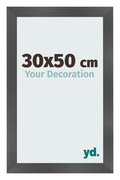 Cadre Photo 30x50cm Noir Argent Poli MDF Pisa De Face Mesure | Yourdecoration.fr