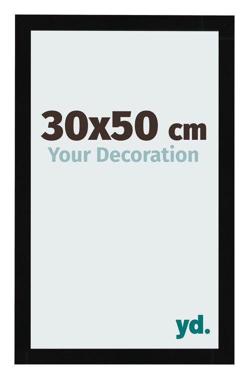 Cadre Photo 30x50cm Noir Brillant MDF Bologna De Face Mesure | Yourdecoration.fr