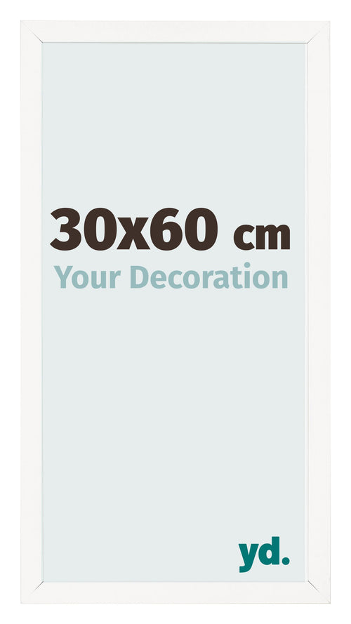 Cadre Photo 30x60 cm Blanc Brillant MDF Bologna De Face Mesure | Yourdecoration.fr