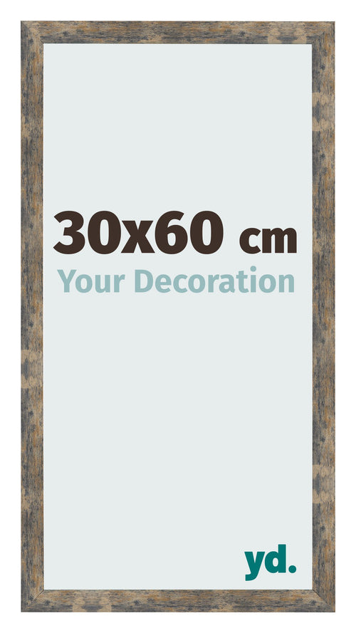 Cadre Photo 30x60cm Bleu Or Mélangé MDF Bologna De Face Mesure | Yourdecoration.fr