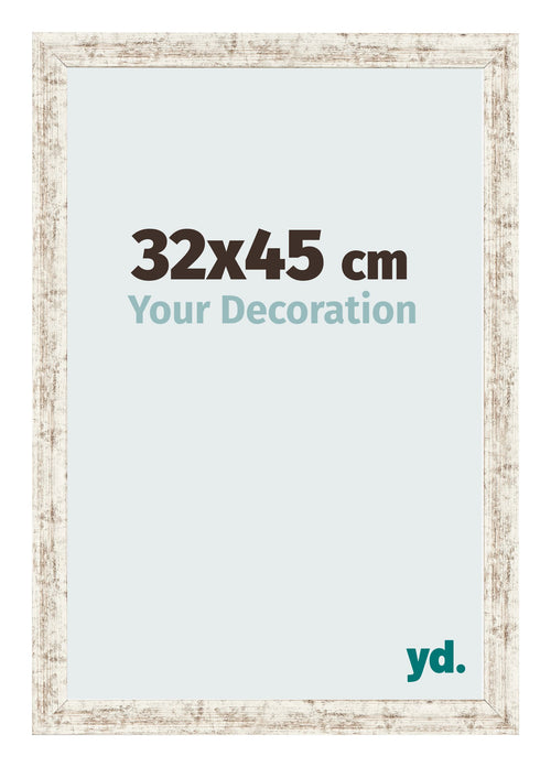 Cadre Photo 32x45cm Blanc Vintage MDF Bologna De Face Mesure | Yourdecoration.fr