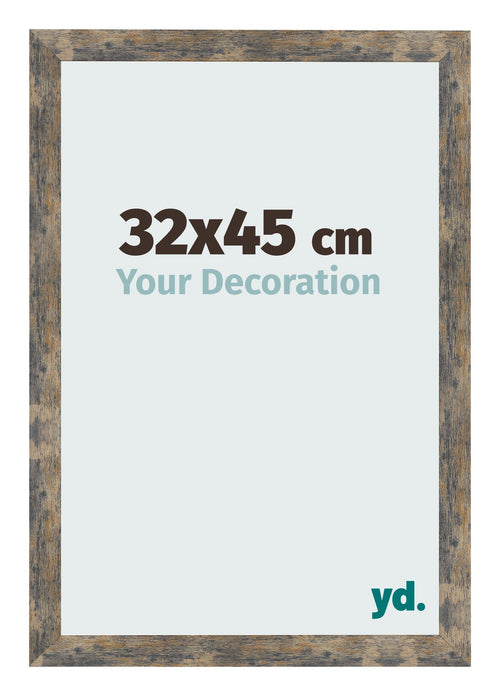 Cadre Photo 32x45cm Bleu Or Mélangé MDF Bologna De Face Mesure | Yourdecoration.fr