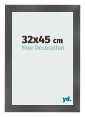 Cadre Photo 32x45cm Noir Argent Poli MDF Pisa De Face Mesure | Yourdecoration.fr