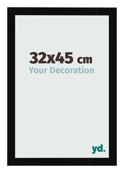 Cadre Photo 32x45cm Noir Brillant MDF Bologna De Face Mesure | Yourdecoration.fr