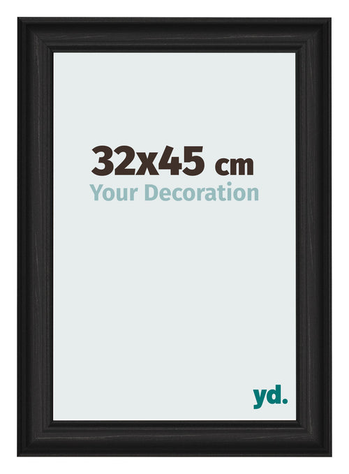Cadre Photo 32x45cm Noir Grain de Bois MDF Lazio De Face Mesure | Yourdecoration.fr