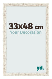 Cadre Photo 33x48cm Blanc Vintage MDF Bologna De Face Mesure | Yourdecoration.fr