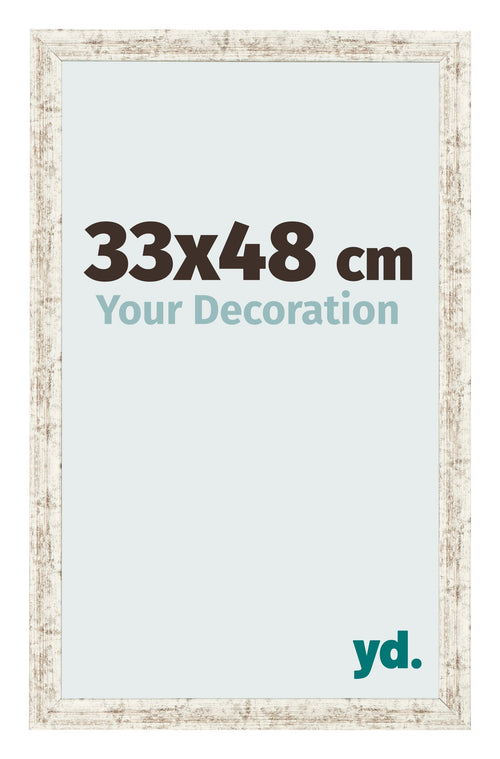 Cadre Photo 33x48cm Blanc Vintage MDF Bologna De Face Mesure | Yourdecoration.fr