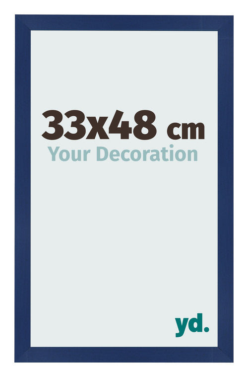 Cadre Photo 33x48cm Bleu Foncé Patiné MDF Bologna De Face Mesure | Yourdecoration.fr