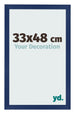 Cadre Photo 33x48cm Bleu Foncé Patiné MDF Bologna De Face Mesure | Yourdecoration.fr