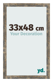 Cadre Photo 33x48cm Bleu Or Mélangé MDF Bologna De Face Mesure | Yourdecoration.fr