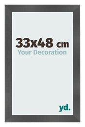 Cadre Photo 33x48cm Noir Argent Poli MDF Pisa De Face Mesure | Yourdecoration.fr