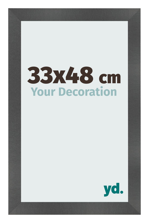 Cadre Photo 33x48cm Noir Argent Poli MDF Pisa De Face Mesure | Yourdecoration.fr
