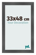 Cadre Photo 33x48cm Noir Argent Poli MDF Pisa De Face Mesure | Yourdecoration.fr