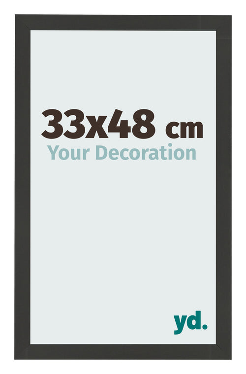 Cadre Photo 33x48cm Noir Grain de Bois MDF Bologna De Face Mesure | Yourdecoration.fr