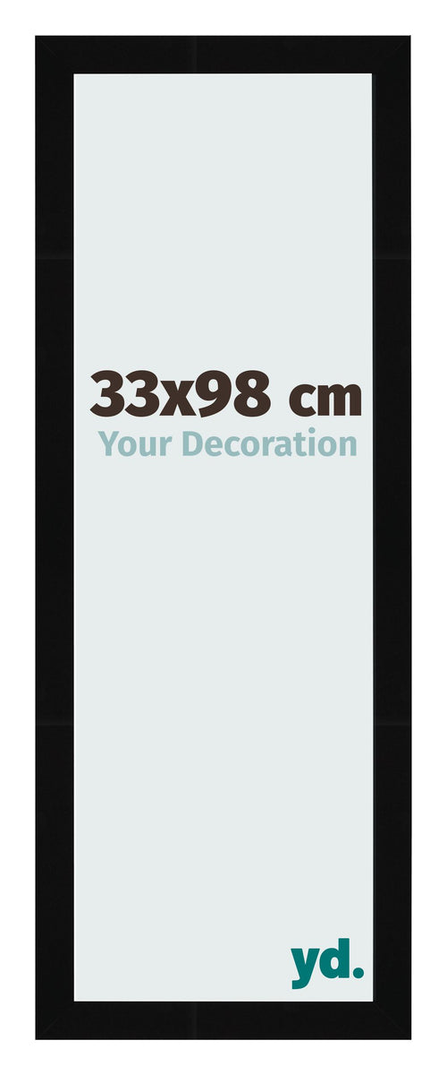 Cadre Photo 33x98cm Noir Brillant MDF Bologna De Face Mesure | Yourdecoration.fr