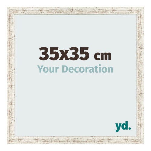 Cadre Photo 35x35cm Blanc Vintage MDF Bologna De Face Mesure | Yourdecoration.fr