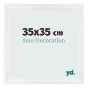 Cadre Photo 35x35cm Blanc Vintage MDF Pisa De Face Mesure | Yourdecoration.fr