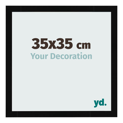 Cadre Photo 35x35cm Noir Brillant MDF Bologna De Face Mesure | Yourdecoration.fr