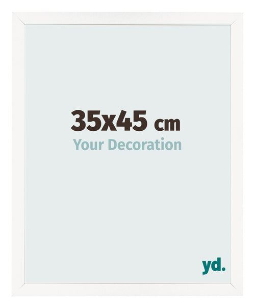 Cadre Photo 35x45 cm Blanc Brillant MDF Bologna De Face Mesure | Yourdecoration.fr