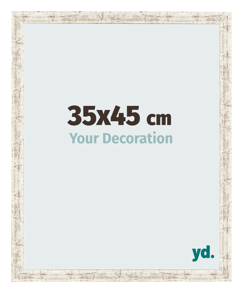 Cadre Photo 35x45cm Blanc Vintage MDF Bologna De Face Mesure | Yourdecoration.fr