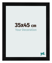 Cadre Photo 35x45cm Noir Argent Poli MDF Pisa De Face Mesure | Yourdecoration.fr