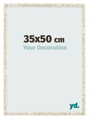 Cadre Photo 35x50cm Blanc Vintage MDF Bologna De Face Mesure | Yourdecoration.fr