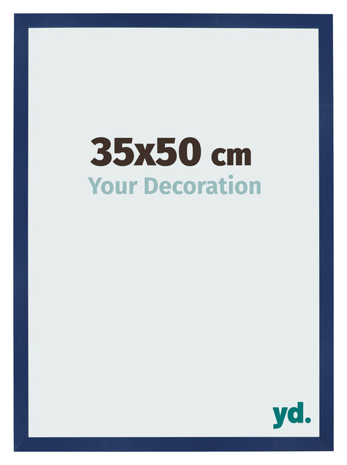 Cadre Photo 35x50cm Bleu Foncé Patiné MDF Bologna De Face Mesure | Yourdecoration.fr
